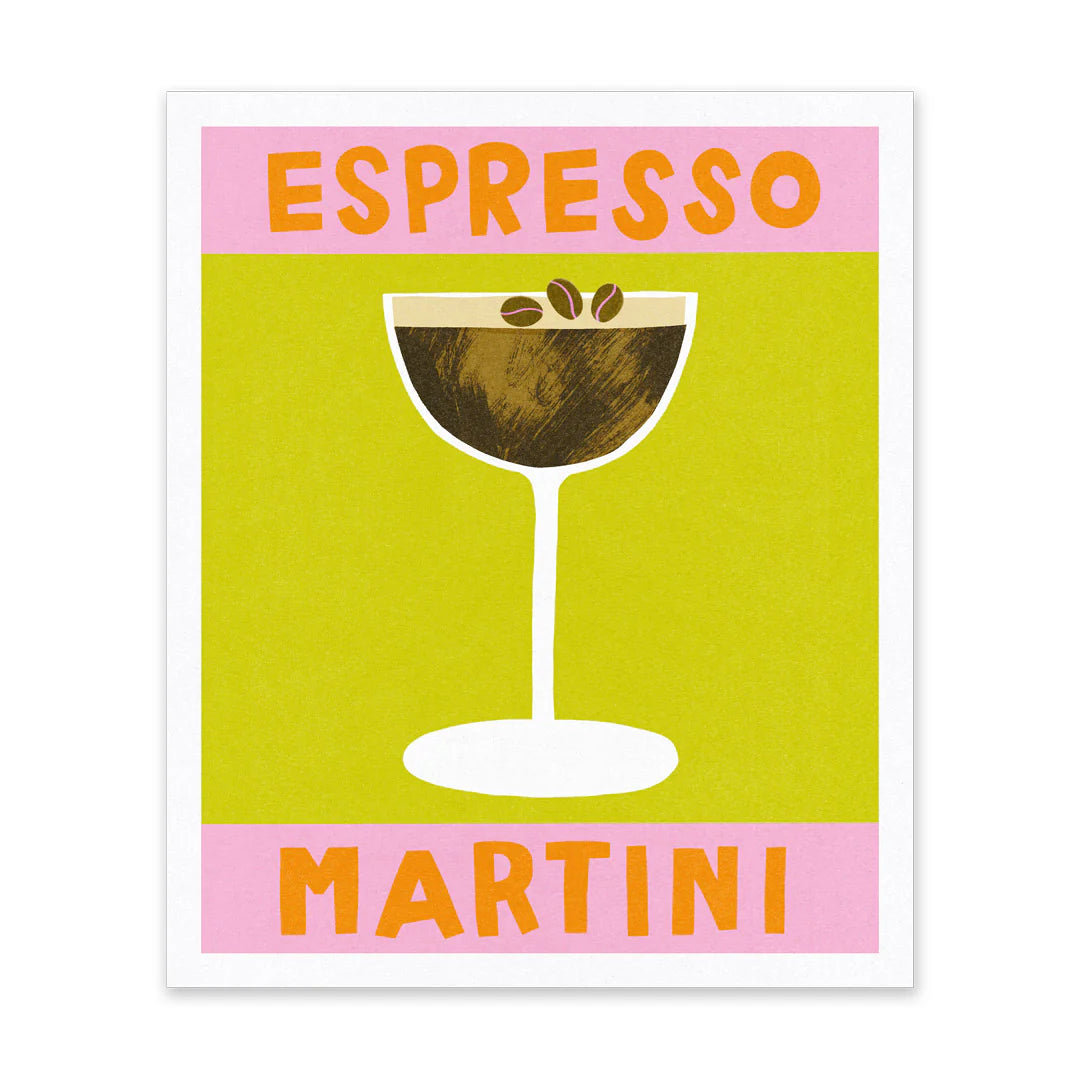Espresso Martini risograph art print 10x12 inches
