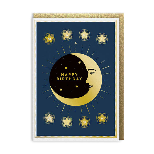 Birthday Moon Greeting Card A6 by Chase & Wonder - Elegant moon and stars design