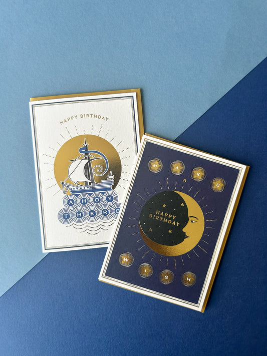 A6 Birthday Moon Greeting Card - Stellar Chase & Wonder Design