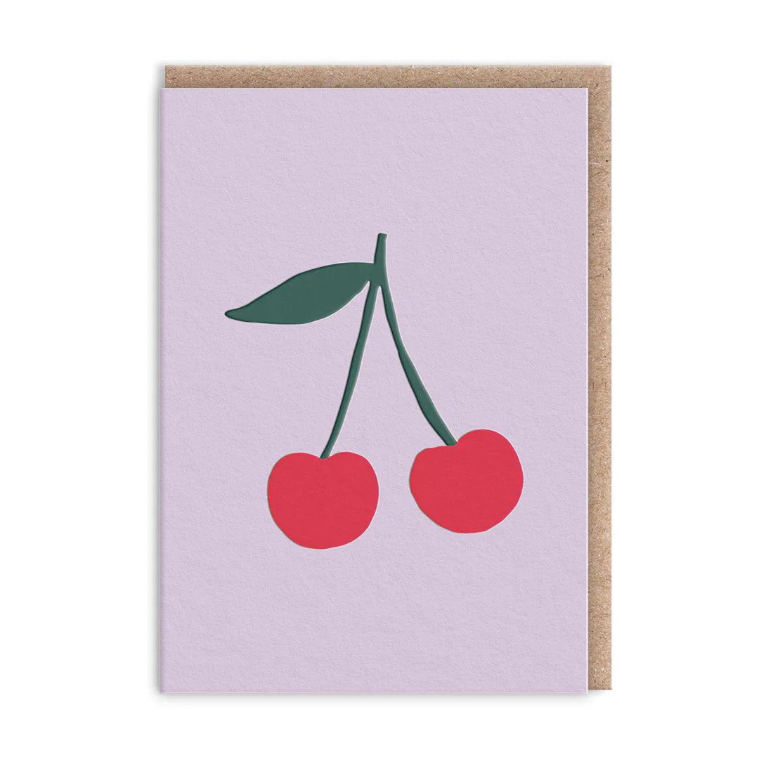 Cherries Mini Greeting Card with sweet fruit design by Ohh Deer