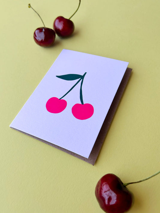 Cherries Mini Greeting Card – Sweet Fruit Design, Perfect for Any Occasion