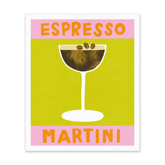 Espresso Martini risograph art print 10x12 inches