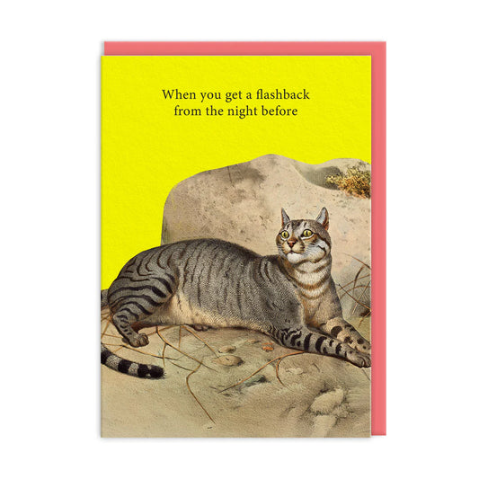 Flashbacks greeting card with retro design and humorous message, A6 size