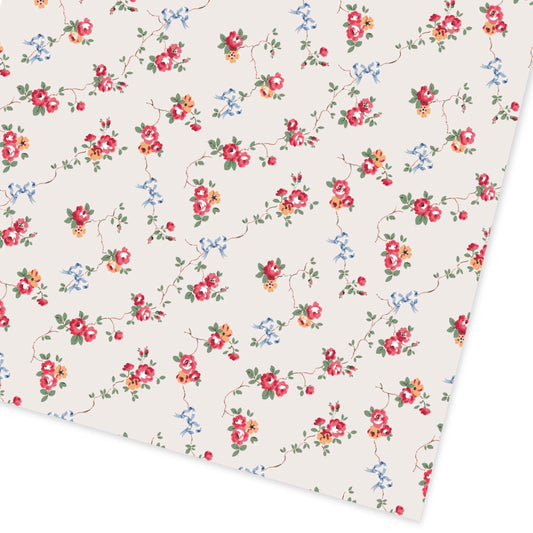 Rose and Bows 3m Roll Wrap - Floral Gift Wrap