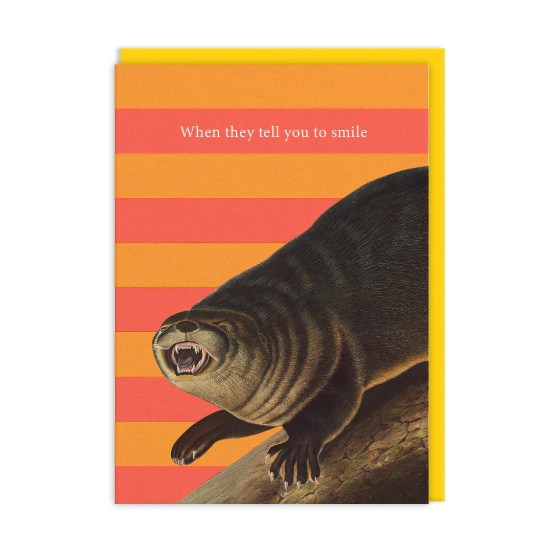 Vintage smile greeting card with natural history museum illustration