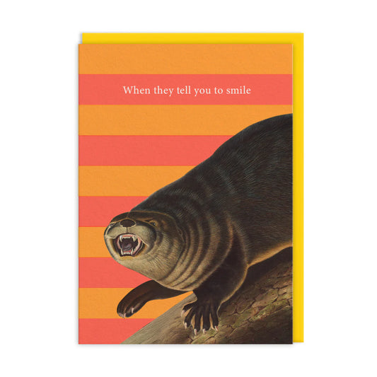 Vintage smile greeting card with natural history museum illustration